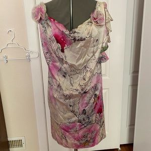 DIANE VON FURSTENBERG Floral Cowl Drape Mini Dress